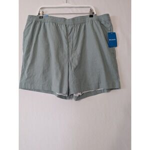 Columbia Linen Blend Shorts Men XXL Sage Green Striped 6in Inseam Fishing Summer
